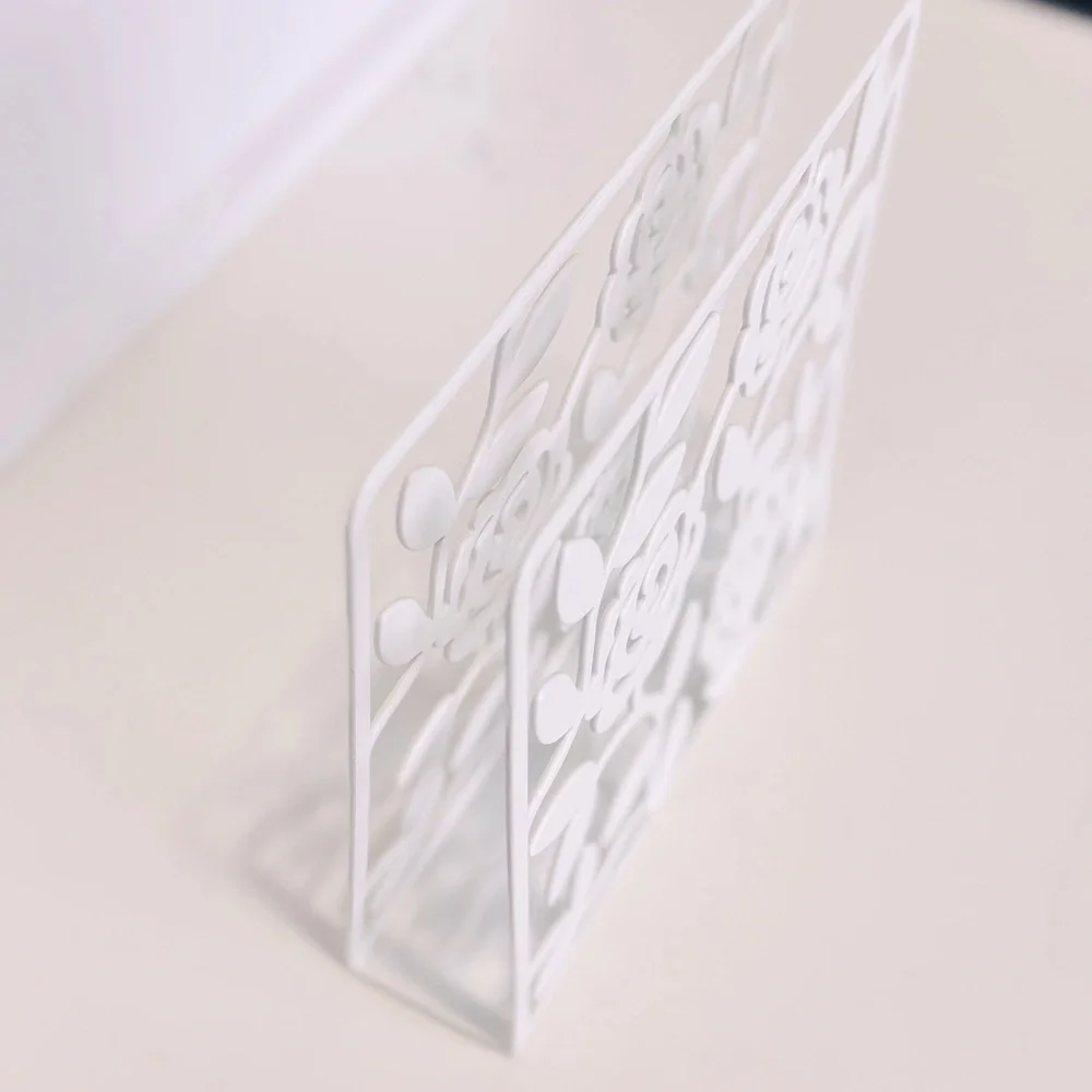 IKEA LIKSIDIG *Discontinued* Metal White Floral Napkin or Office Envelope Holder